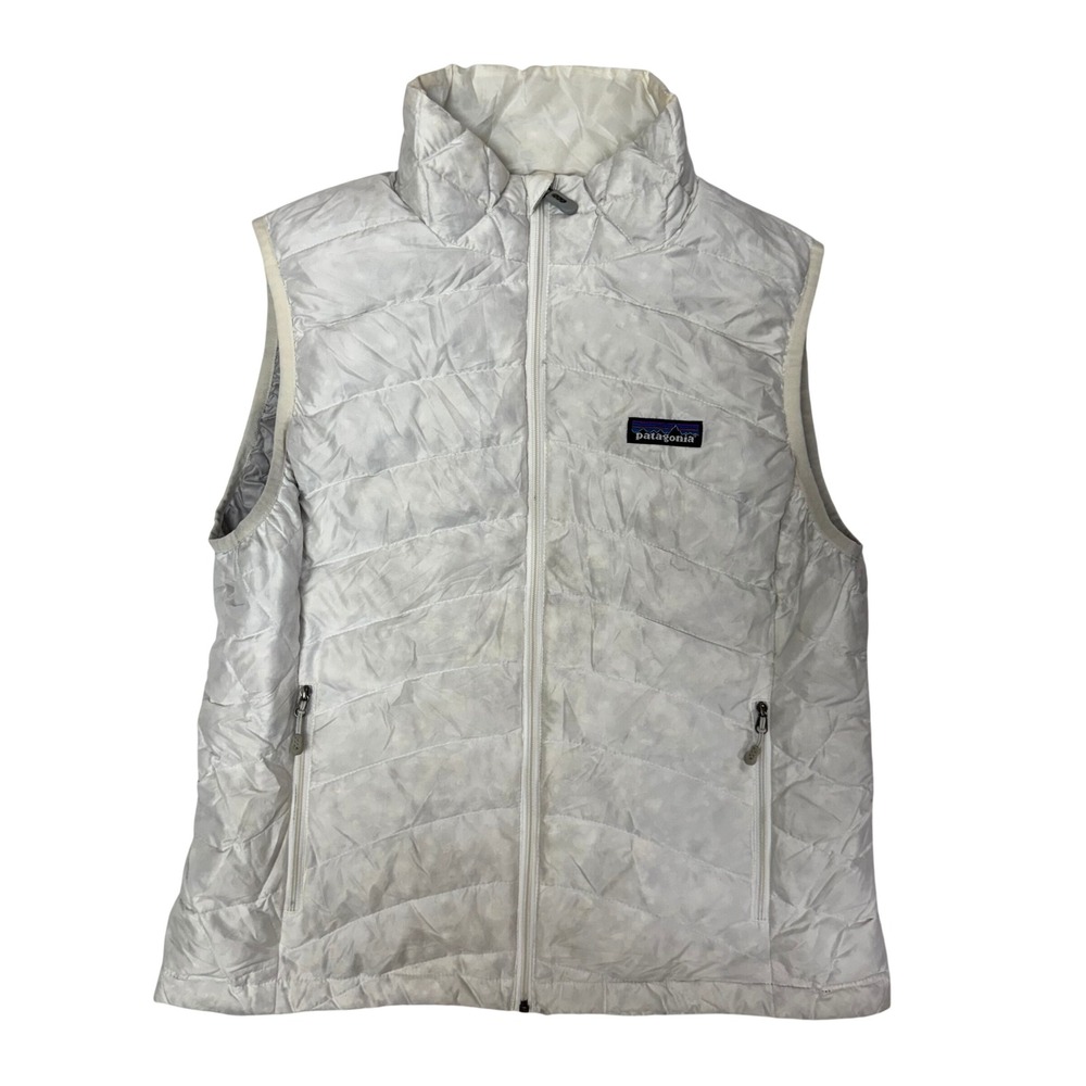 Patagonia Womens Down Sweater Vest Light Grey Quilted Puffer Size M